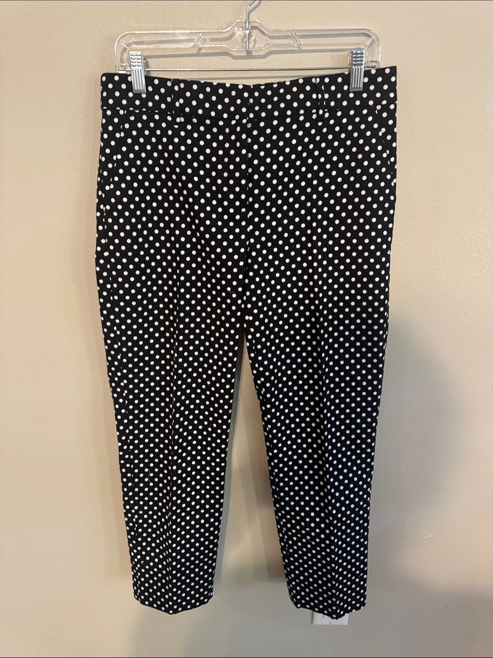 LOFT Black Cropped Polka Dot Pants